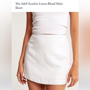 NWT Abercrombie Scarlett white linen-blend skirt / skort (shorts under) sz small